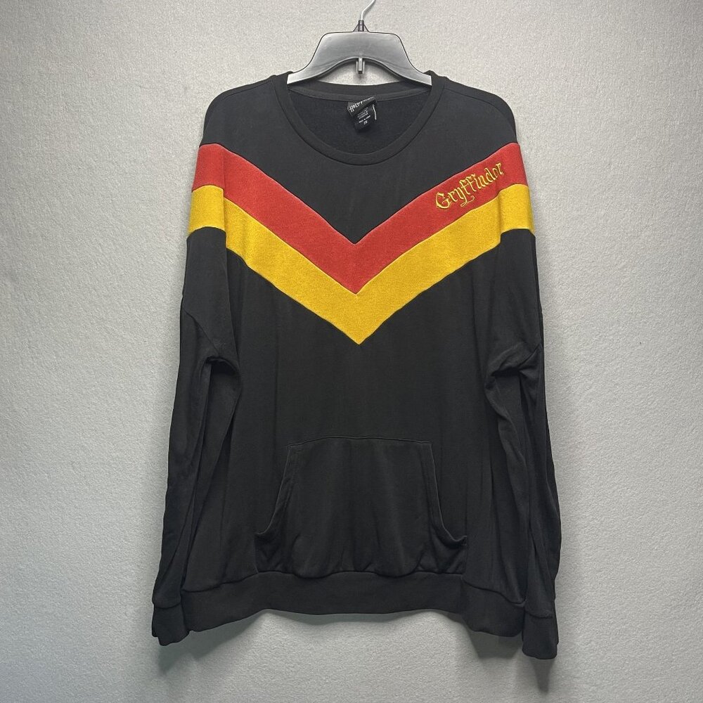 Harry Potter Gryffindor Black Embroidered Patch Sweatshirt Adult 2X